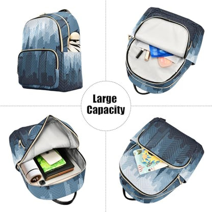 STAYTOP Mini Backpack for Women, City Night Skyline Small Backpack Purse Lightweight Daypack 14L - size: 11.41x6.1x14.17 In