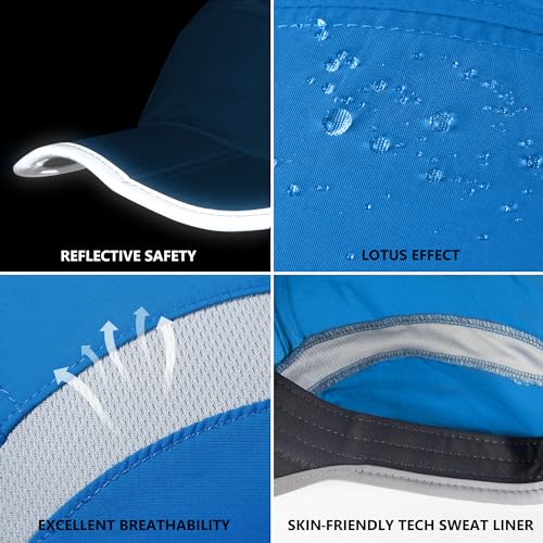 GADIEMKENSD Reflective Folding Outdoor Hat Unstructured Design UPF 50+ Sun Protection Sport Hats for Womens and Mens - color: Blue