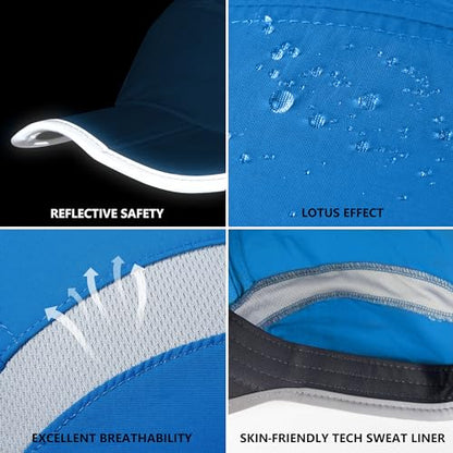 GADIEMKENSD Reflective Folding Outdoor Hat Unstructured Design UPF 50+ Sun Protection Sport Hats for Womens and Mens - color: Blue