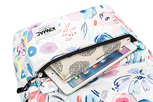 Kinmac Water Resistant Laptop Travel Outdoor Backpack with USB Charging Port for 13 inch 14 inch and 15.6 inch Laptop (Flowers) - color: Flowers