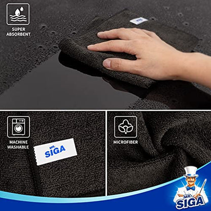 MR.SIGA Microfiber Cleaning Cloth, All-Purpose Microfiber Towels, Streak Free Cleaning Rags, Pack of 12, Black, Size 32 x 32 cm(12.6 x 12.6 inch) - color: Black