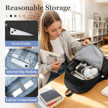 Simple Black School Backpack For Women Men Aesthetic Medium Backpack Lightweight Casual Daypack College Backpacks Cute Bookbag for Teens Girls Boys Basic Bagpack - color: Black