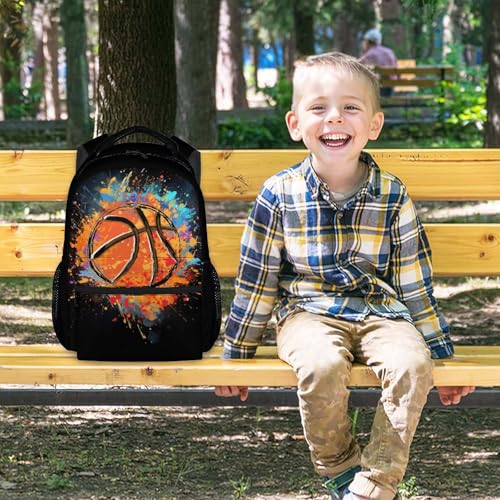 Boys School Backpack Kids Basketball Backpacks Bookbag Back to School Supplies, Black Large Capacity Cool Sport Back Pack for Kindergarten Elementary Middle (17 Inches) - color: Color 1