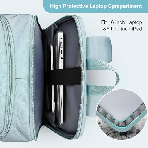 PIJUSHI Travel Backpack for Women Flight Aprroved Carry on Bag Large Casual Luggage Backpack Fit 16 inch Laptop(PE050 Teal Blue) - color: Teal Blue