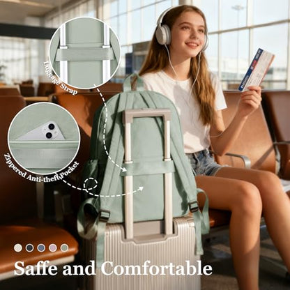 Simple School Backpack For Women Men Aesthetic Medium Backpack Lightweight Casual Daypack College Backpacks Cute Bookbag for Teens Girls Boys Basic Bagpack（Green） - color: Green