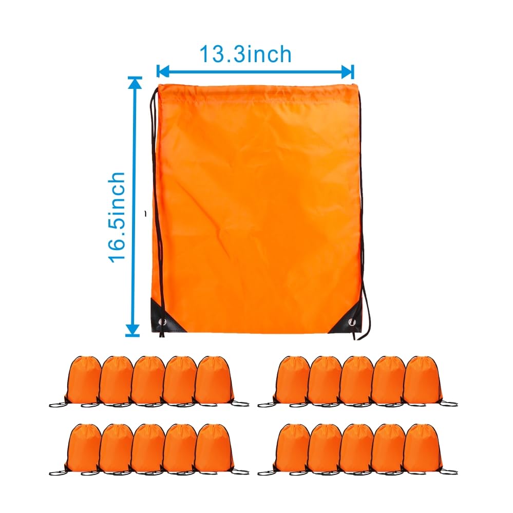 Drawstring Backpack Bulk 20 Pcs Draw String Backpack Bags DIY Gym Sports Traveling Yoga Cinch Bag Sackpack Drawstring (Orange) - color: Orange