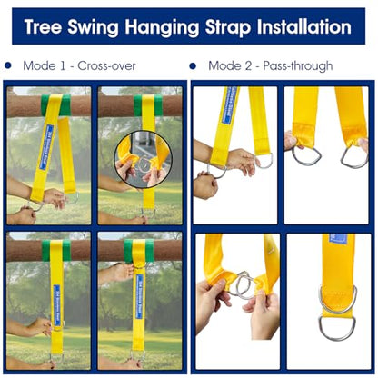 Safe Tree Swing Straps Hanging Kit with Two Alloy Carabiners 2,200lb Breaking Strength Easy and Fast Installation Swings or Hammocks (10ft-Single) - size: 10ft-single