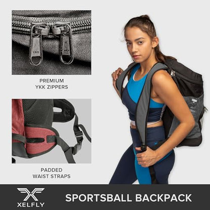 Xelfly Basketball Backpack with Ball Compartment - color: Red