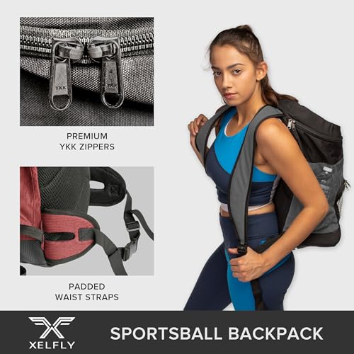 Xelfly Basketball Backpack with Ball Compartment - color: Red