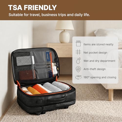 Carry On Backpack, 40L Expandable Travel Backpack with Laptop Compartment, Water Resistant Business Travel Bags Airline Approved for Men Women Weekend Trip (Black) - color: Black