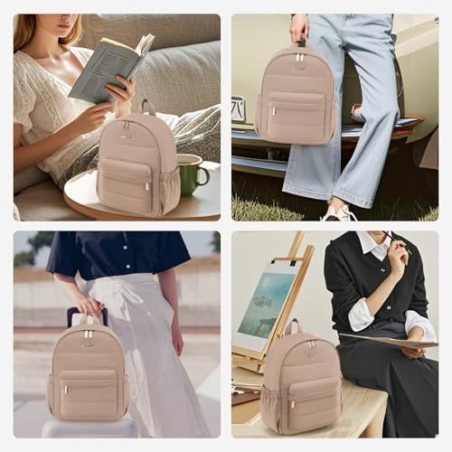 LOVEVOOK Mini Backpack Purse for Women, Small Puffer Lightweight Backpack, Casual Daily Daypack Purse for Women, back pack with Anti-theft Pocket for Travel-Khaki - color: Khaki