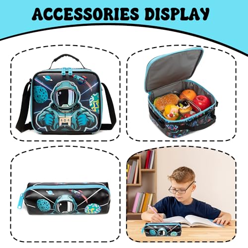 Meetbelify Kids School Backpacks for Girls Boys Backpack with Lunch Bag for Elmentary Students - color: 02 Space