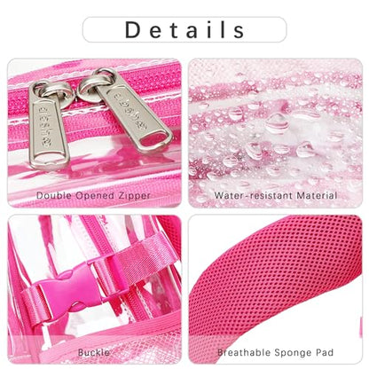 abshoo Large Heavy Duty Girls Clear Backpack for School Bookbag Transparent Multi Pocket Backpacks for Women (Hot Pink) - color: Hot Pink