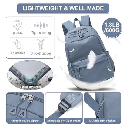 Casual Laptop Backpack for Women Men College Bookbag Waterproof Lightweight School Bag 15.6inch Laptop Daypack Large Capacity School Backpack for Teens Boys Girls (sapphire blue) - color: Sapphire Blue