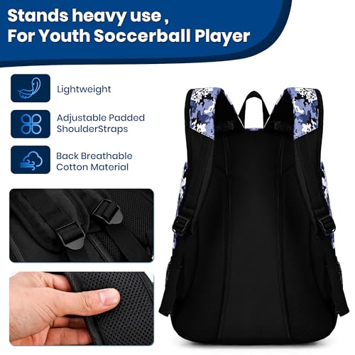 Hsmihair Soccer Bag-Soccer Backpack&Backpack for & Football Volleyball & Basketball,with Ball Compartment and Separate Cleat - color: BlueCamo