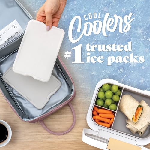 Cool Coolers by Fit & Fresh 4 Pack XL Slim Ice Packs, Quick Freeze Space Saving Reusable Ice Packs for Lunch Boxes or Coolers - color: Ivory (4 Pack)