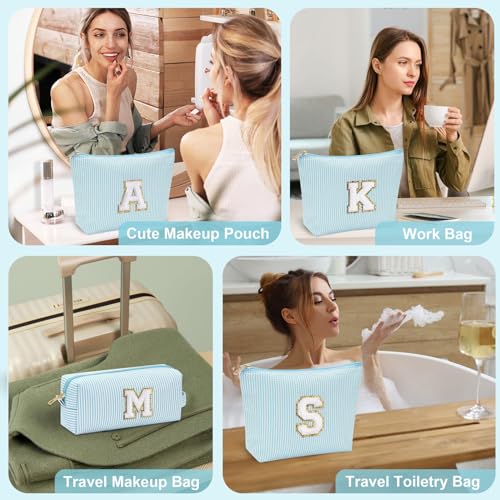 YOOLIFE Initial Makeup Bag for Women - Teen Girl Gifts Trendy Stuff Monogram Cute Makeup Bags Make Up Case for Women Her Best Friend Friendship Sister Teacher, Personalized Birthday Gifts H - color: Light Green, style: H