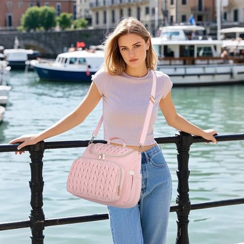 Small Diaper Bag Backpack Quilted Mini Baby Crossbody Diaper Bag Tote for Mom and Baby Girls Boys (Pink) - color: Pink