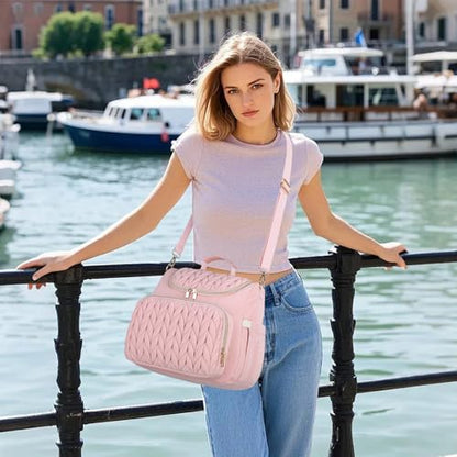 Small Diaper Bag Backpack Quilted Mini Baby Crossbody Diaper Bag Tote for Mom and Baby Girls Boys (Pink) - color: Pink