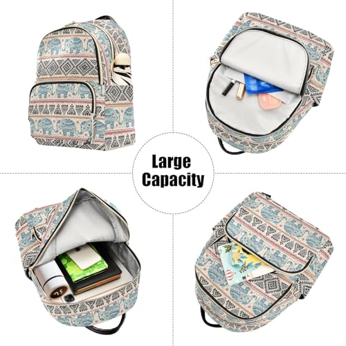 Women Fashion Backpack Purse Ethnic Elephant Rucksack, S - color: Ethnic Elephant, size: Small