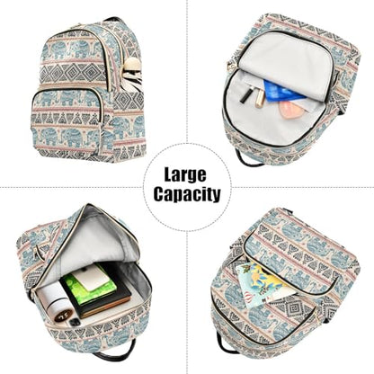 Women Fashion Backpack Purse Ethnic Elephant Rucksack, S - color: Ethnic Elephant, size: Small