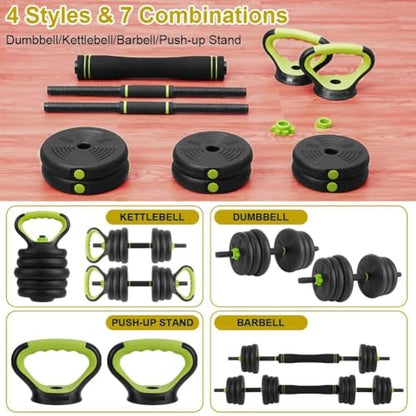 4-in-1 Adjustable Dumbbell Set, 30/44/66/88 Lbs Free Weights Set with Connector, Fitness Exercise Equipment Used As Kettlebells, Barbell, Push Up Stand, Weights Set for Home Gym Suitable Women/Men - size: 88 Lbs Round