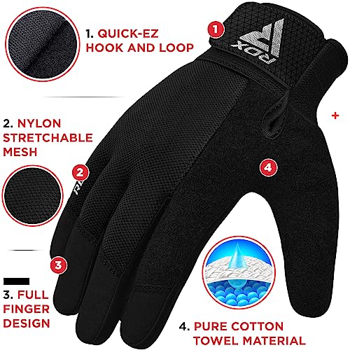 RDX Weight Lifting Gloves Gym Workout, Full Finger Touch Screen, Breathable Anti Slip Padded Palm Protection, Fitness Strength Training Powerlifting HIIT WOD Exercise, Men Women Home Gym Cycling - color: BLACK, size: Large