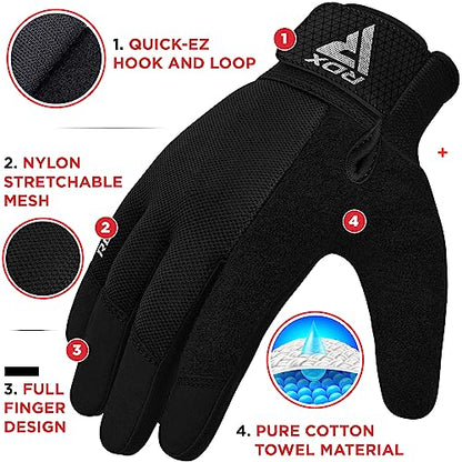 RDX Weight Lifting Gloves Gym Workout, Full Finger Touch Screen, Breathable Anti Slip Padded Palm Protection, Fitness Strength Training Powerlifting HIIT WOD Exercise, Men Women Home Gym Cycling - color: BLACK, size: X-Large