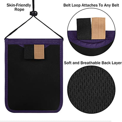 Travel Pouch Neck Wallet Family Passport Holder Organizer Case with RFID Blocking | Family Passport Holder - color: Purple