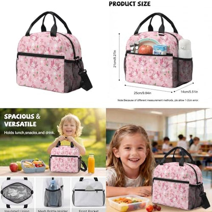 Cherry Blossom Axolotl Backpack for Girls School Backpack with Lunch Box Water Bottle Pouch Pencil Case 4PCS Set Elementary School Backpacks for Girls Kids Bookbag with Front Pocket Book Bag - color: Cherry Blossom Axolotl