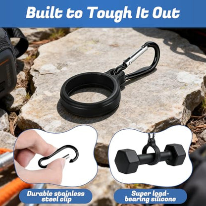 Water Bottle Clip with Carabiner, Compatible with Owala Freesip Twist 18oz/24oz, Durable Silicone Small Mouth Secure Hanging Water Bottle Holder Handle for Outdoor Hiking, Climbing, Camping - color: Black Clip