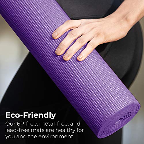 10-Pack Yoga Mat, 68" x 24" Non Slip Exercise Mat, 4mm Thick Gym Mat for Fitness and Stretching, Bulk Non Toxic Yoga Mats for Schools and Studios - color: Purple