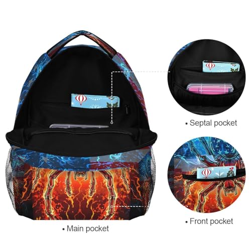 susiyo Red and Blue Lightning Spider School Backpack Bookbag Lightweight College Back Pack Travel Camping Casual Daypack for Teens Girls Boys Women Men - color: Red and Blue Lightning Spider