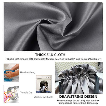 PlasMaller Dust Cover Storage Bags Thick Silk Cloth Pouch with Drawstring For Luxuries Handbags Tote Purses Shoes Boots, Silver (12.6 x 15.7 in) - size: 12.6 x 15.7 in