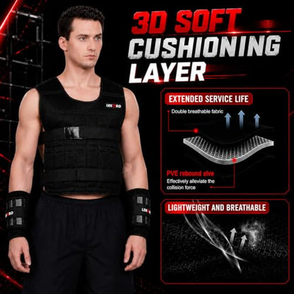 Weighted Vest Set 44LB for Men & Women, Adjustable Workout Weight Vest with Steel Plates, Weighted Training Vest with Wrist Weights and Ankle Weights for Strength Training, HIIT, Rucking & Cardio - color: Adjustable Weighted Vest 22LB