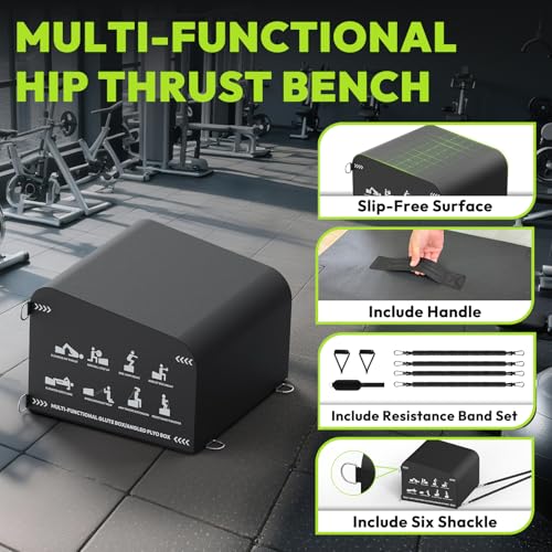 HANDBODE Hip Thrust Bench, Multi-Functional Slip-Free Hip Thrust Machine for Glute Bridge, Box Jump, Push-Ups, Squat, Ab Exercise, Suitable for Home & Gym - color: Hip Thrust Bench-White, style: Hip Thrust Bench
