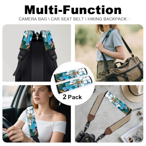 2Pcs Soft Auto Seat Belt Cover Pads, Blue Dragonfly Car Seatbelt Shoulder Cushion for Comfortable Driving, Compatible with All Cars' Seatbelt and Backpack Straps 11x2.4inch - color: Dragonfly