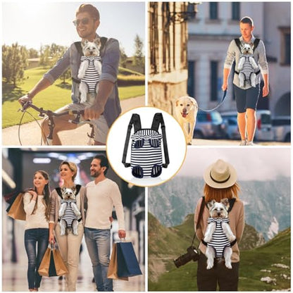 YUDODO Pet Dog Carrier Backpack Adjustable Dog Front Carrier, Legs Out Easy-Fit Dog Travel Backpack Carrier for Hiking Camping for Small Medium Dogs Cats and Rabbits (Small), C-Blue White Strip - color: C-Blue white strip