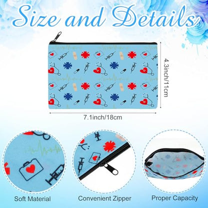 Reginary 20 Pcs Makeup Bags Gifts for Women Canvas Cosmetic Bags with Zipper Bulk Gift for Women Travel Purse Organizer Pouch Accessory, Toiletry Large Capacity, 7 x 4.3 Inch(Nurse) - style: Nurse