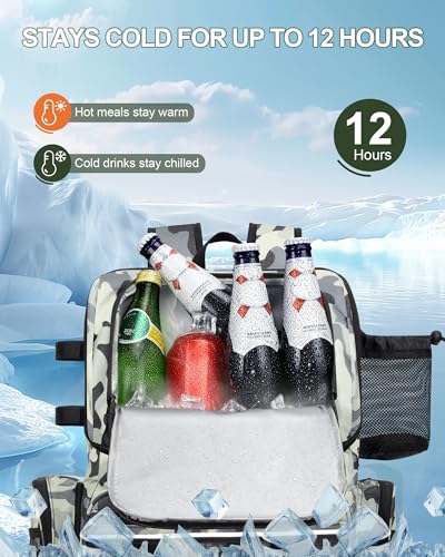 Fishing Backpack, Large Water Resistant Tackle Bag Storage Fishing Gear and Equipment, Built-in Cooler Compartment Grey - color: Grey Camo