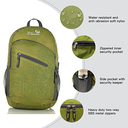Outlander Packable Handy Lightweight Travel Hiking Backpack Daypack, Green - color: Green, size: 20L