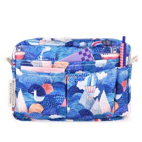 Portfolio Organizer with Multiple Pockets, Waterproof Travel Zippered Cosmetic Bag, Portable Storage Bag for Notebooks, Stationeries, Make-up, Journal Office Art Supplies.Ocean - color: Ocean