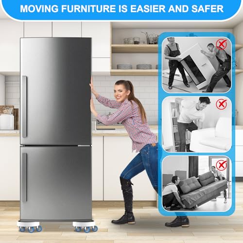 New Upgrade Furniture Movers with Wheels: Furniture Sliders with 360° Rotatable Wheels - Furniture Dolly for Moving Heavy Duty Sofa Bed - Load Capacity Up to 750lb - size: 1.25in wheels Round + 1 pry bar