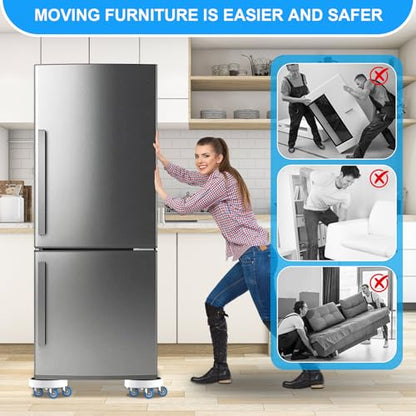 New Upgrade Furniture Movers with Wheels: Furniture Sliders with 360° Rotatable Wheels - Furniture Dolly for Moving Heavy Duty Sofa Bed - Load Capacity Up to 750lb - size: 1.25in wheels Round + 1 pry bar