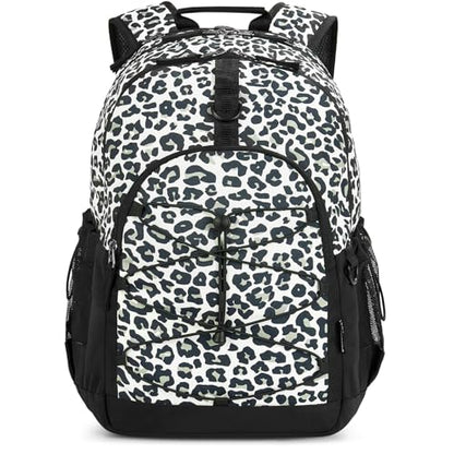 Choco Mocha Snow Leopard Backpack for Teen Girls, Travel School Backpack for Girls Middle School Large Bookbag 18 Inch, Black - color: Snow Leopard