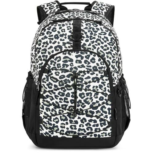 Choco Mocha Snow Leopard Backpack for Teen Girls, Travel School Backpack for Girls Middle School Large Bookbag 18 Inch, Black - color: Snow Leopard