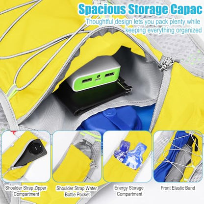 Travel Hiking Cycling Lightweight Backpack Adjustable shoulder straps, Running Hydration Vest for Outdoor Trail for Men Women-Yellow
