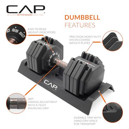CAP ADJUSTABELL Adjustable Dumbbell Weights - Singles & Pairs | 12.5 lb, 25 lb & 55 lb | Multiple Handle Options - size: 55 lb - Copper Handle, style: Pair