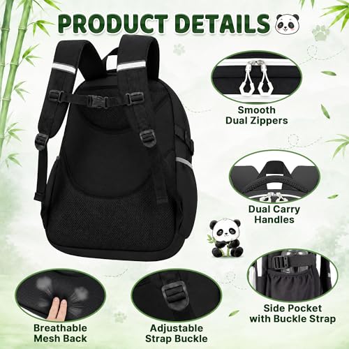 Panda Backpack for Girls, 4 PCS Girls Backpack with Lunch Box Set, Cute Kawaii Large Laptop Bookbag, School Bag for Elementary Kids & Teens - color: Panda