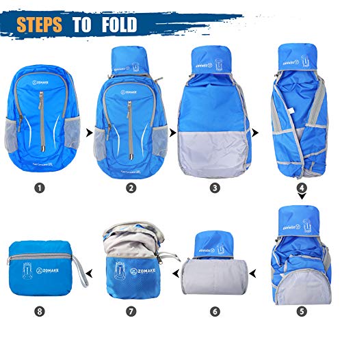 ZOMAKE Ultra Lightweight Packable Backpack 25L, Foldable Hiking Backpacks Water Resistant Small Folding Daypack for Travel(Dark Blue-NEW) - color: Dark Blue-a